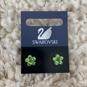 Swarovski Green Crystal Flower Earrings